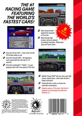 Test Drive II - The Duel (USA, Europe) (Unl) box cover back